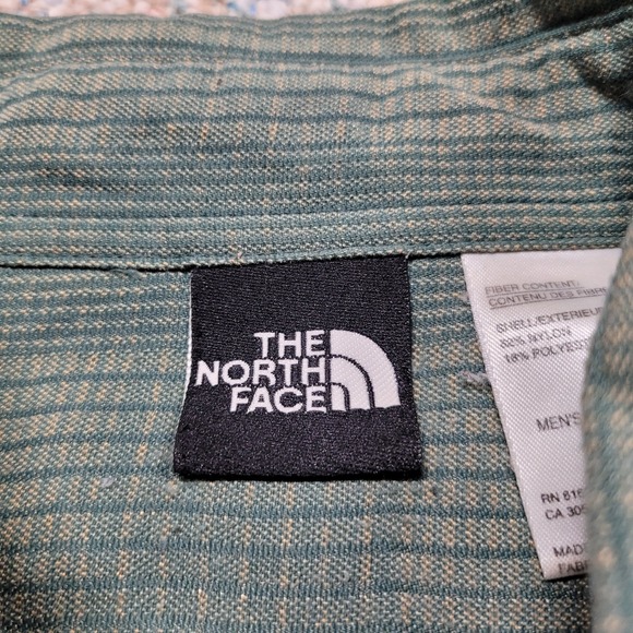 The North Face Shirt Mens Large Green Plaid Button Down Short Sleeve Hiking Camp - Picture 9 of 16
